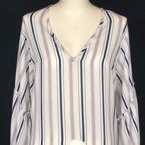 Lavender Fields Striped Bell Sleeve Blouse